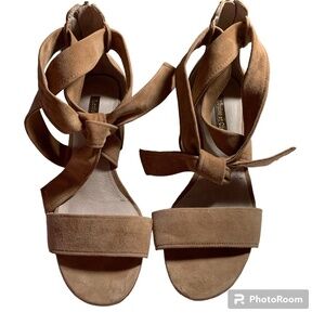 Louise et Cie Women's Shoes 7 M Leather Ankle Strap Blush Pink Open Toe Back Zip